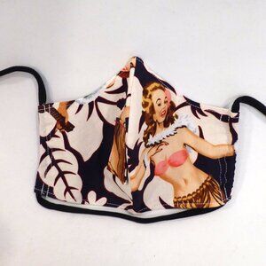 NEW TIKI UNDERGROUND FACE MASK WAHINE HULA GIRL W/ DRINK STRAW HOLE ADULT SIZE